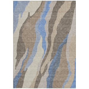 Homeroots 3' Beige Brown And Gray Abstract Washable Area Rug - Perfect For Indoor And Outdoor Spaces 9' X 12' Polyester 601018