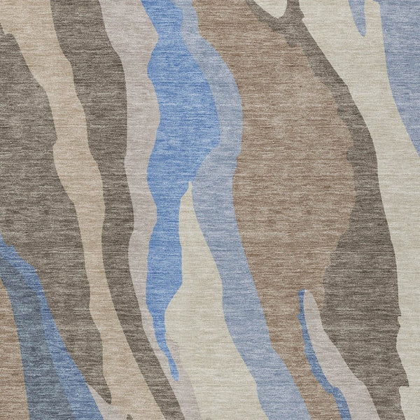 Homeroots 3' Beige Brown And Gray Abstract Washable Area Rug - Perfect For Indoor And Outdoor Spaces 10' X 14' Polyester 601019