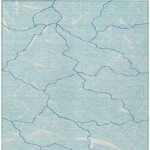 Homeroots 3' Aqua And Ivory Abstract Washable Indoor-outdoor Area Rug For Stylish Living Spaces & Patios 3' X 5' Polyester 601020