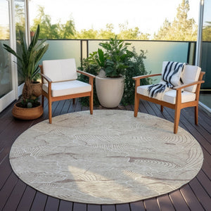 Homeroots 3' Aqua And Ivory Abstract Washable Indoor-outdoor Area Rug For Stylish Living Spaces & Patios 8' Round Polyester 601028