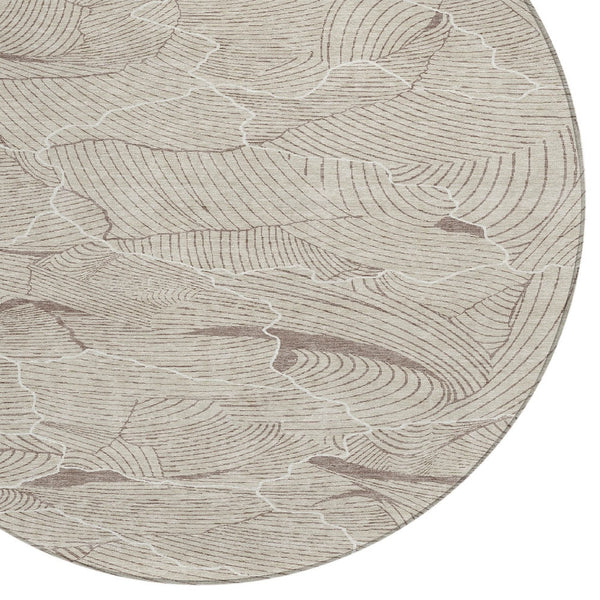 Homeroots 3' Aqua And Ivory Abstract Washable Indoor-outdoor Area Rug For Stylish Living Spaces & Patios 8' Round Polyester 601028