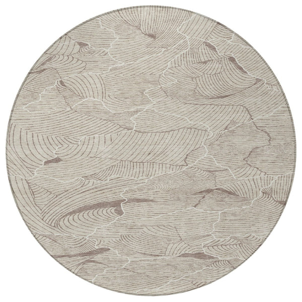 Homeroots 3' Aqua And Ivory Abstract Washable Indoor-outdoor Area Rug For Stylish Living Spaces & Patios 8' Round Polyester 601028