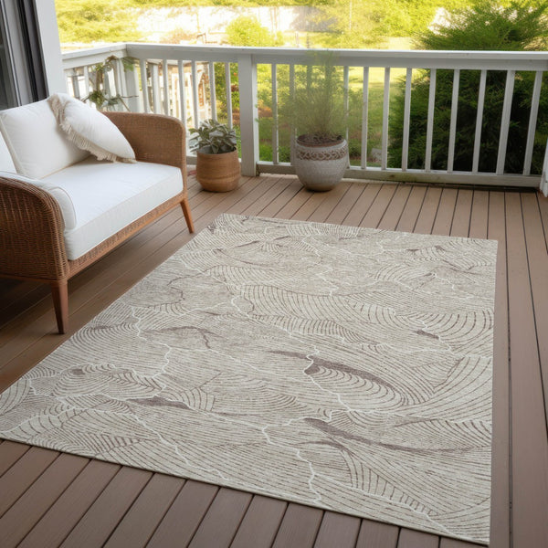 Homeroots 3' Aqua And Ivory Abstract Washable Indoor-outdoor Area Rug For Stylish Living Spaces & Patios 9' X 12' Polyester 601030