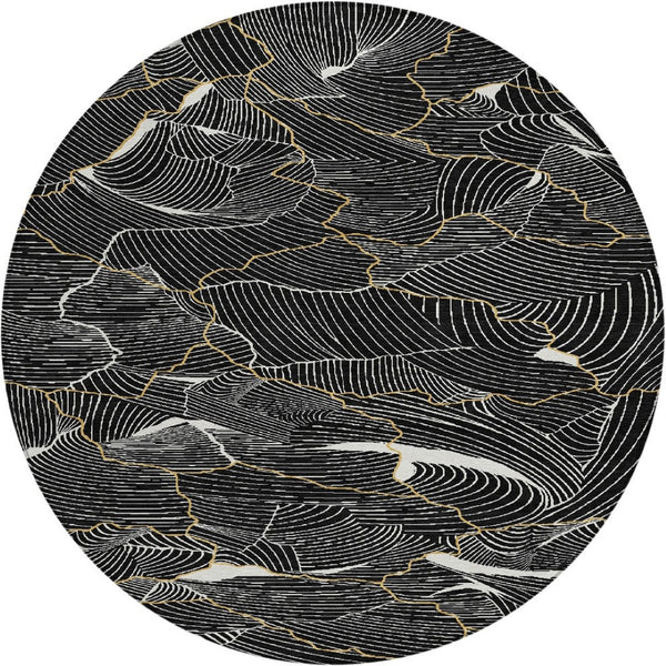 Homeroots 3' Aqua And Ivory Abstract Washable Indoor-outdoor Area Rug For Stylish Living Spaces & Patios 8' Round Polyester 601034