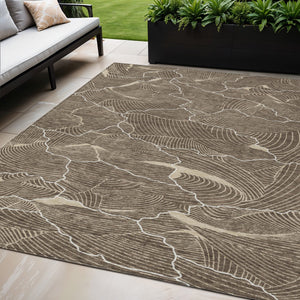 Homeroots 3' Aqua And Ivory Abstract Washable Indoor-outdoor Area Rug For Stylish Living Spaces & Patios 5' X 8' Polyester 601039