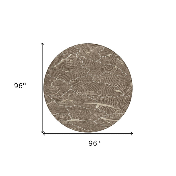 Homeroots 3' Aqua And Ivory Abstract Washable Indoor-outdoor Area Rug For Stylish Living Spaces & Patios 8' Round Polyester 601040