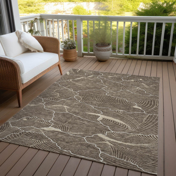 Homeroots 3' Aqua And Ivory Abstract Washable Indoor-outdoor Area Rug For Stylish Living Spaces & Patios 8' X 10' Polyester 601041