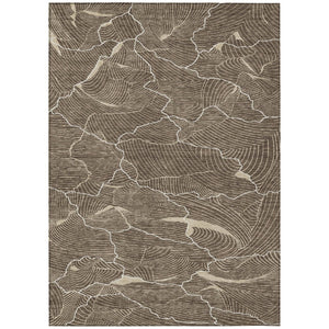 HomeRoots 9' X 12' Brown and Ivory Abstract Area Rug - Washable, Durable, Versatile for Indoor & Outdoor Spaces 601042