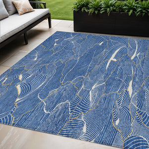 Homeroots 3' Aqua And Ivory Abstract Washable Indoor-outdoor Area Rug For Stylish Living Spaces & Patios 5' X 8' Polyester 601045