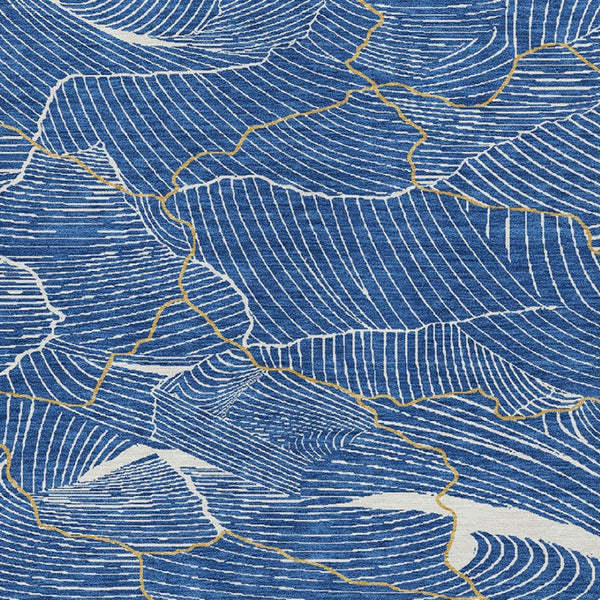 Homeroots 3' Aqua And Ivory Abstract Washable Indoor-outdoor Area Rug For Stylish Living Spaces & Patios 5' X 8' Polyester 601045