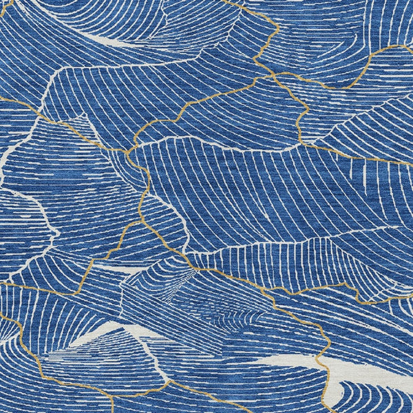 Homeroots 3' Aqua And Ivory Abstract Washable Indoor-outdoor Area Rug For Stylish Living Spaces & Patios 9' X 12' Polyester 601048