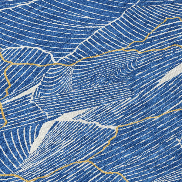 Homeroots 3' Aqua And Ivory Abstract Washable Indoor-outdoor Area Rug For Stylish Living Spaces & Patios 9' X 12' Polyester 601048