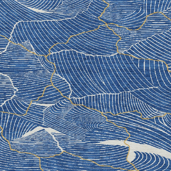 Homeroots 3' Aqua And Ivory Abstract Washable Indoor-outdoor Area Rug For Stylish Living Spaces & Patios 10' X 14' Polyester 601049