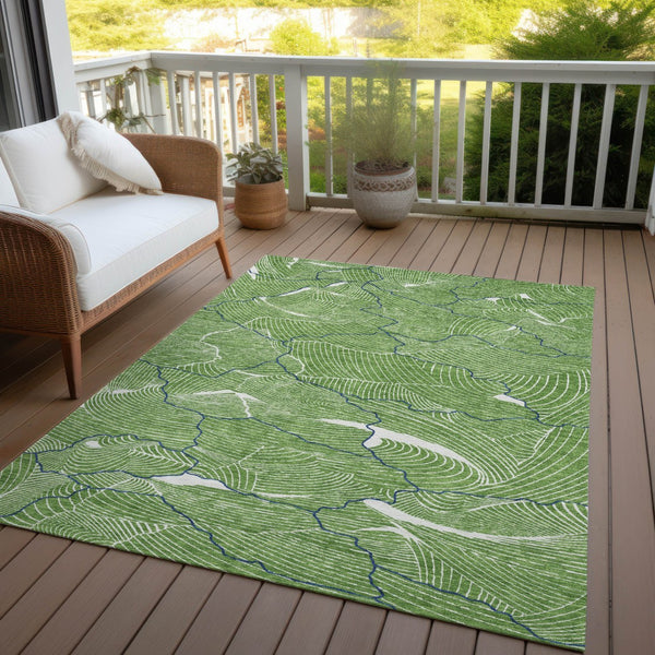 Homeroots 3' Aqua And Ivory Abstract Washable Indoor-outdoor Area Rug For Stylish Living Spaces & Patios 3' X 5' Polyester 601050