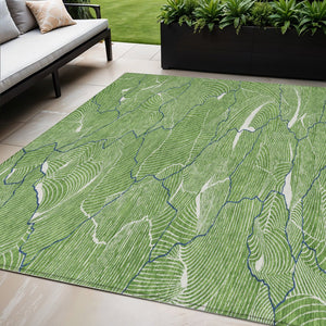 Homeroots 3' Aqua And Ivory Abstract Washable Indoor-outdoor Area Rug For Stylish Living Spaces & Patios 5' X 8' Polyester 601051