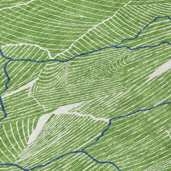 Homeroots 3' Aqua And Ivory Abstract Washable Indoor-outdoor Area Rug For Stylish Living Spaces & Patios 8' Round Polyester 601052