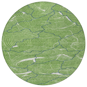 Homeroots 3' Aqua And Ivory Abstract Washable Indoor-outdoor Area Rug For Stylish Living Spaces & Patios 8' Round Polyester 601052