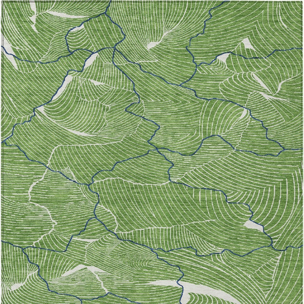 Homeroots 3' Aqua And Ivory Abstract Washable Indoor-outdoor Area Rug For Stylish Living Spaces & Patios 8' X 10' Polyester 601053