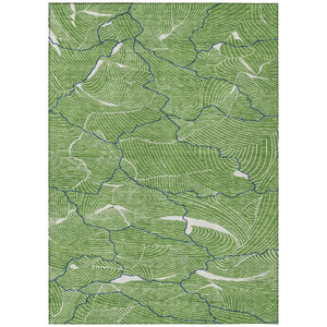 HomeRoots 5' Abstract Washable Area Rug in Green, Blue, and Ivory for Indoor & Outdoor Spaces – Durable Style! 8' X 10' 601053