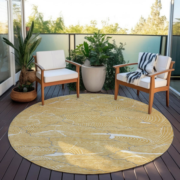 Homeroots 3' Aqua And Ivory Abstract Washable Indoor-outdoor Area Rug For Stylish Living Spaces & Patios 8' Round Polyester 601058