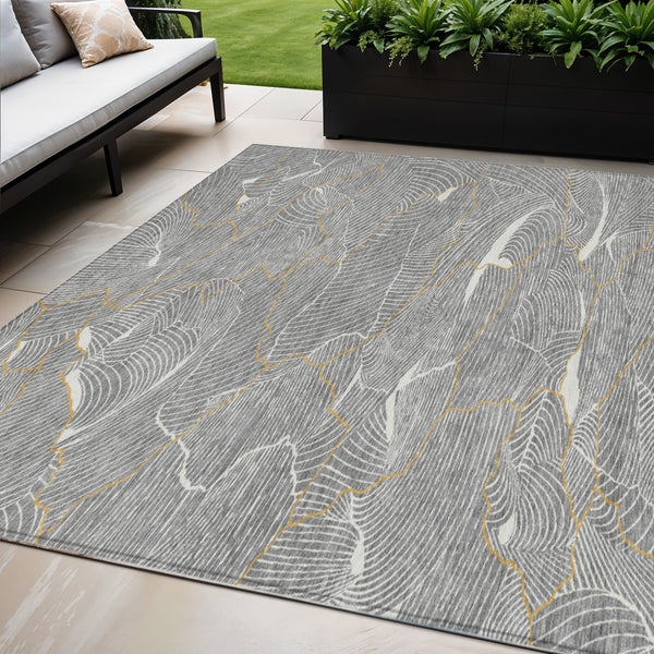 Homeroots 3' Aqua And Ivory Abstract Washable Indoor-outdoor Area Rug For Stylish Living Spaces & Patios 5' X 8' Polyester 601063