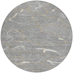 Homeroots 3' Aqua And Ivory Abstract Washable Indoor-outdoor Area Rug For Stylish Living Spaces & Patios 8' Round Polyester 601064