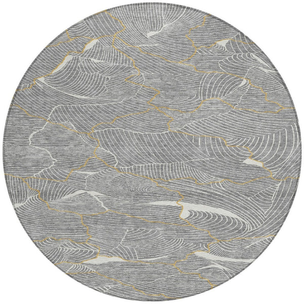 Homeroots 3' Aqua And Ivory Abstract Washable Indoor-outdoor Area Rug For Stylish Living Spaces & Patios 8' Round Polyester 601064
