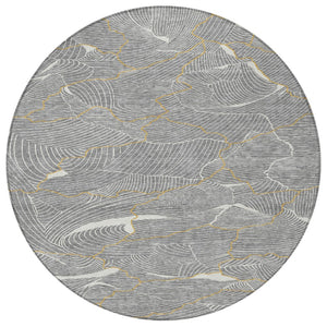 Homeroots 3' Aqua And Ivory Abstract Washable Indoor-outdoor Area Rug For Stylish Living Spaces & Patios 8' Round Polyester 601064