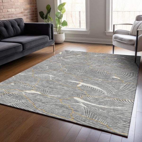 Homeroots 3' Aqua And Ivory Abstract Washable Indoor-outdoor Area Rug For Stylish Living Spaces & Patios 8' X 10' Polyester 601065