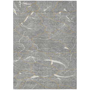 HomeRoots 9' X 12' Washable Indoor Outdoor Area Rug – Stylish Gray, Brown, Ivory Abstract Design for Any Space 601066
