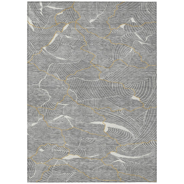 HomeRoots 9' X 12' Washable Indoor Outdoor Area Rug – Stylish Gray, Brown, Ivory Abstract Design for Any Space 601066