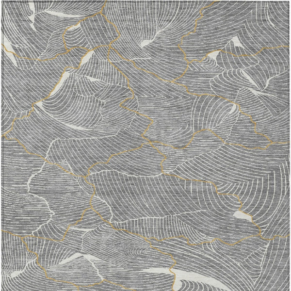 Homeroots 3' Aqua And Ivory Abstract Washable Indoor-outdoor Area Rug For Stylish Living Spaces & Patios 9' X 12' Polyester 601066