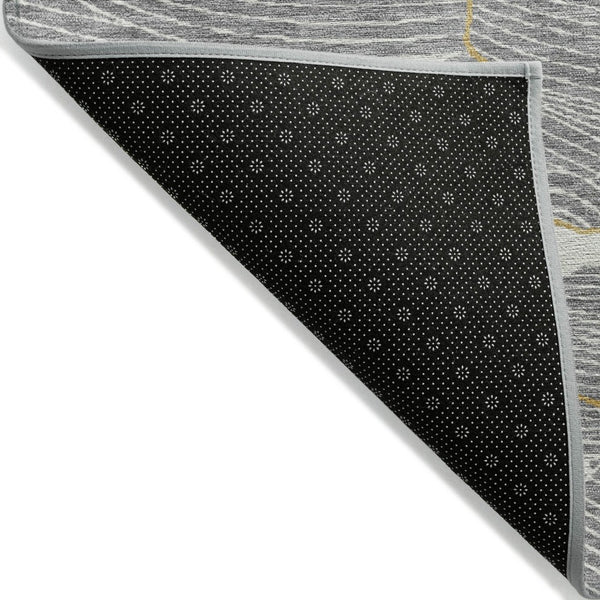 HomeRoots 5' Modern Abstract Gray Brown Ivory Area Rug - Washable Indoor Outdoor Design for Busy Homes 10' X 14' 601067