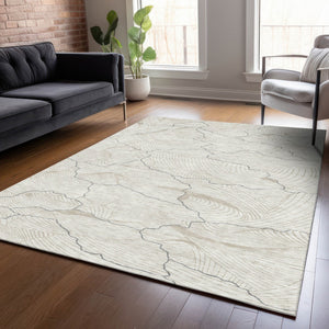 Homeroots 3' Aqua And Ivory Abstract Washable Indoor-outdoor Area Rug For Stylish Living Spaces & Patios 3' X 5' Polyester 601068