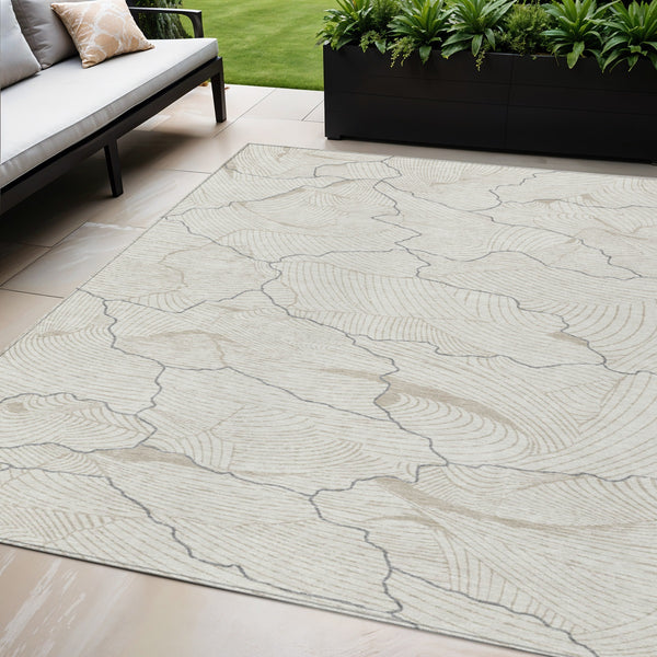 Homeroots 3' Aqua And Ivory Abstract Washable Indoor-outdoor Area Rug For Stylish Living Spaces & Patios 5' X 8' Polyester 601069