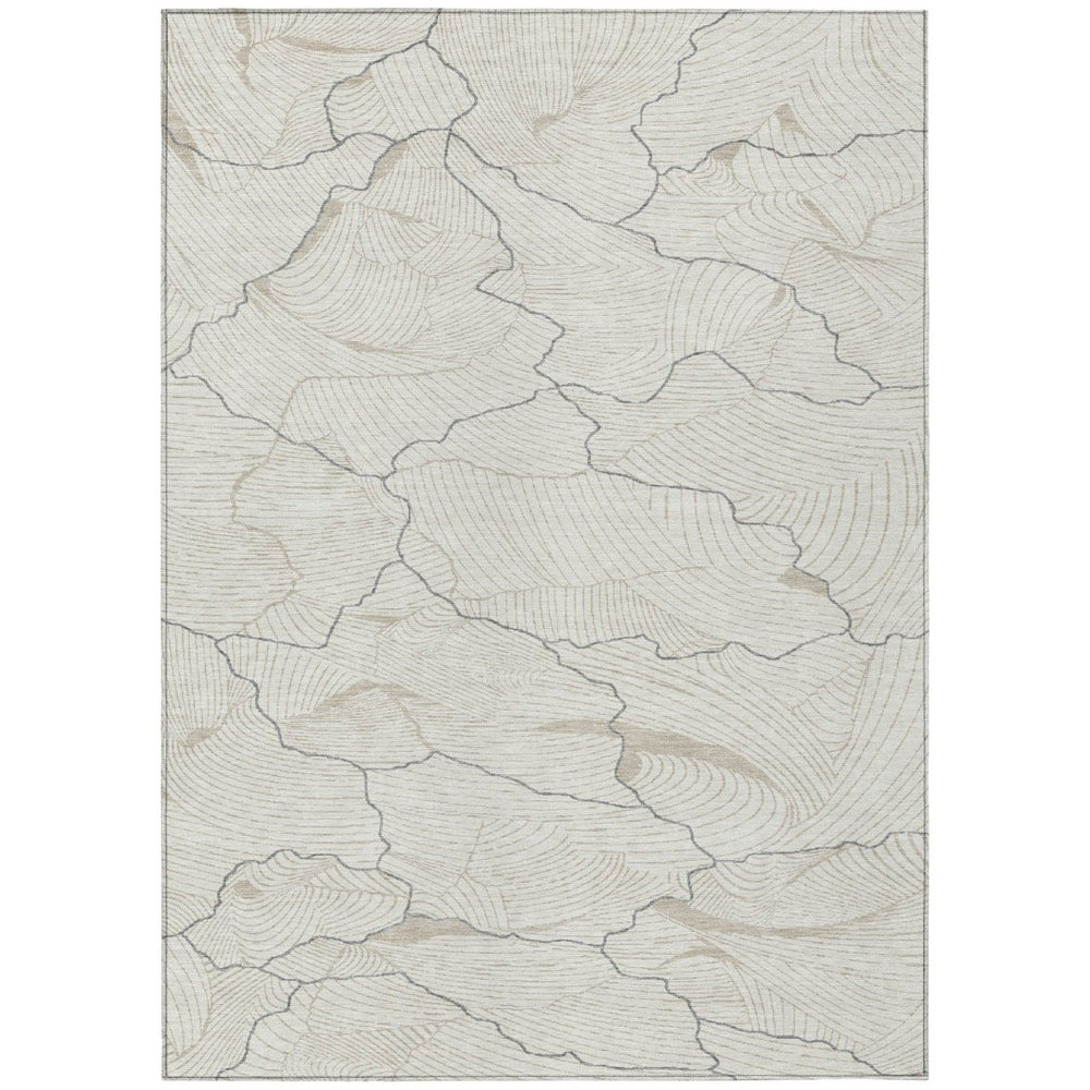 HomeRoots 5' Stylish Ivory and Gray Abstract Washable Area Rug – Perfect for Indoor and Outdoor Spaces! 5' X 8' 601069