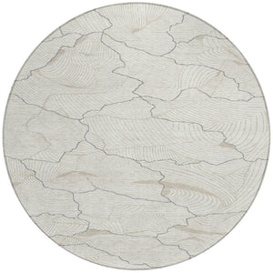 Homeroots 3' Aqua And Ivory Abstract Washable Indoor-outdoor Area Rug For Stylish Living Spaces & Patios 8' Round Polyester 601070