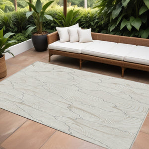 Homeroots 3' Aqua And Ivory Abstract Washable Indoor-outdoor Area Rug For Stylish Living Spaces & Patios 8' X 10' Polyester 601071