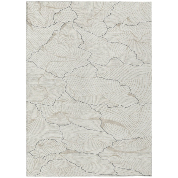HomeRoots 9' X 12' Ivory and Gray Abstract Washable Area Rug - Durable, Stylish, Indoor/Outdoor Use, Easy Care 601072