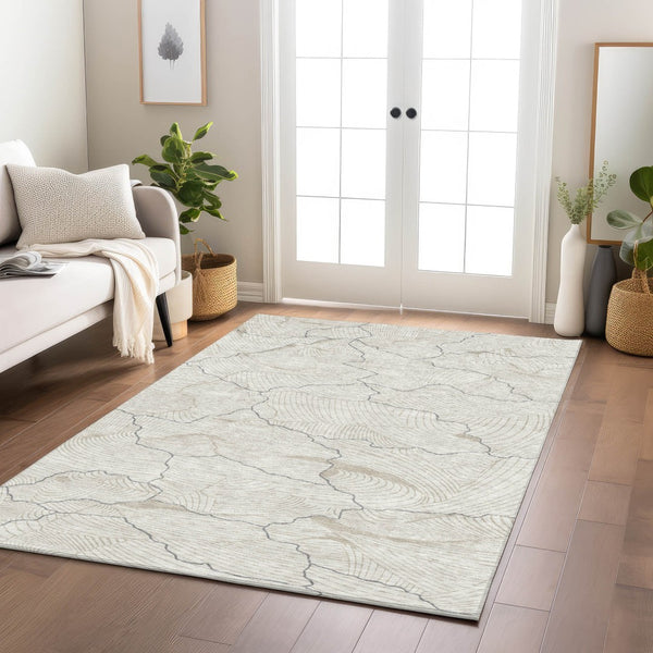 Homeroots 3' Aqua And Ivory Abstract Washable Indoor-outdoor Area Rug For Stylish Living Spaces & Patios 9' X 12' Polyester 601072