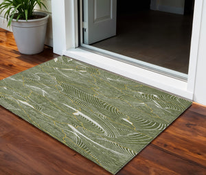 Homeroots 3' Aqua And Ivory Abstract Washable Indoor-outdoor Area Rug For Stylish Living Spaces & Patios 3' X 5' Polyester 601074