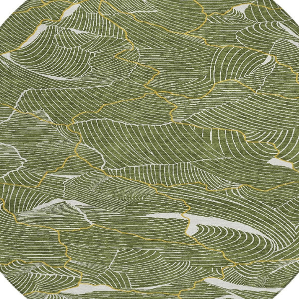 Homeroots 3' Aqua And Ivory Abstract Washable Indoor-outdoor Area Rug For Stylish Living Spaces & Patios 8' Round Polyester 601076