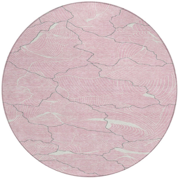 Homeroots 3' Aqua And Ivory Abstract Washable Indoor-outdoor Area Rug For Stylish Living Spaces & Patios 8' Round Polyester 601082