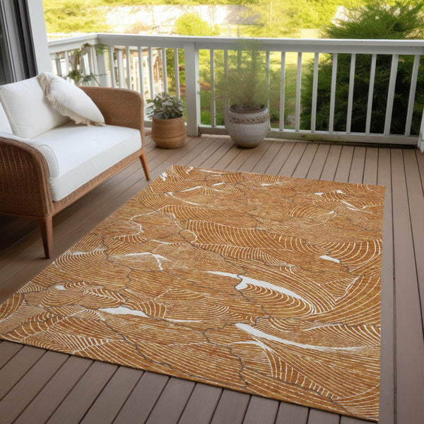 Homeroots 3' Aqua And Ivory Abstract Washable Indoor-outdoor Area Rug For Stylish Living Spaces & Patios 9' X 12' Polyester 601090
