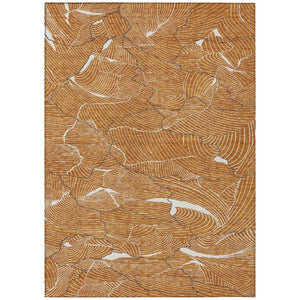 HomeRoots 9' Copper Brown & Ivory Abstract Area Rug - Stylish, Washable Indoor-Outdoor Design for High Traffic 601090