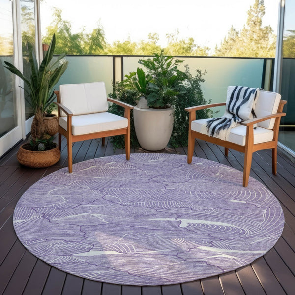 Homeroots 3' Aqua And Ivory Abstract Washable Indoor-outdoor Area Rug For Stylish Living Spaces & Patios 8' Round Polyester 601094
