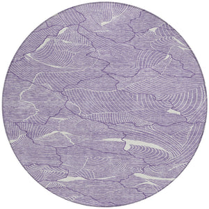 Homeroots 3' Aqua And Ivory Abstract Washable Indoor-outdoor Area Rug For Stylish Living Spaces & Patios 8' Round Polyester 601094