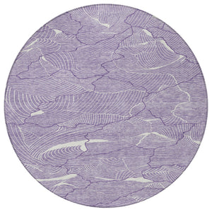 Homeroots 3' Aqua And Ivory Abstract Washable Indoor-outdoor Area Rug For Stylish Living Spaces & Patios 8' Round Polyester 601094