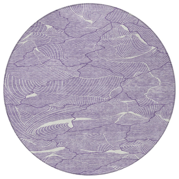 Homeroots 3' Aqua And Ivory Abstract Washable Indoor-outdoor Area Rug For Stylish Living Spaces & Patios 8' Round Polyester 601094