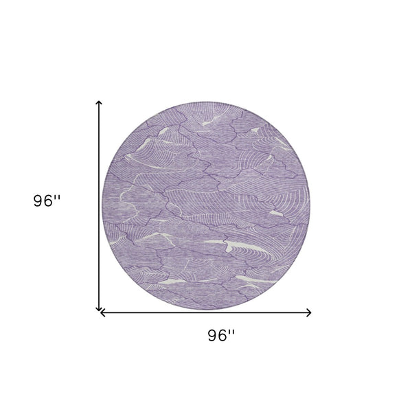 Homeroots 3' Aqua And Ivory Abstract Washable Indoor-outdoor Area Rug For Stylish Living Spaces & Patios 8' Round Polyester 601094